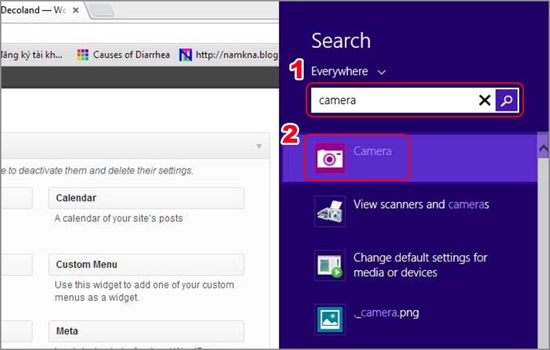 Cách vào camera trên laptop Windows 8