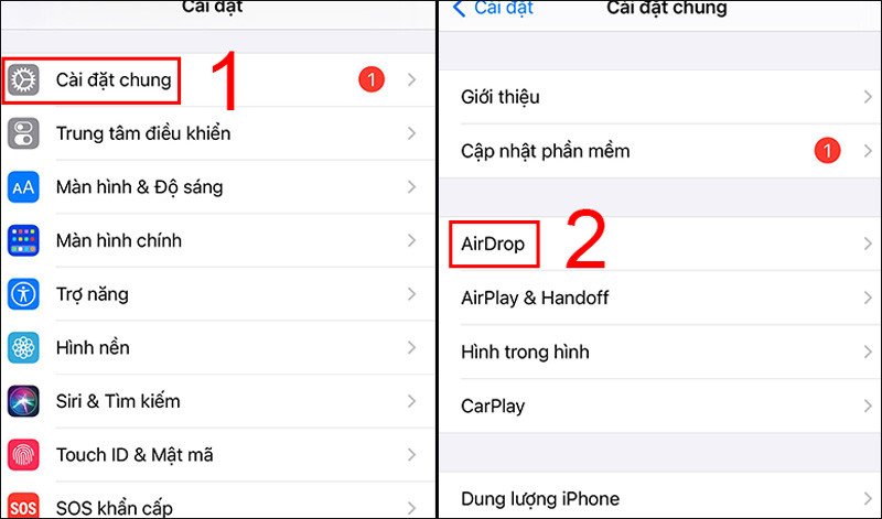 Cài đặt AirDrop trên iPhone để chuyển ảnh sang MacBook