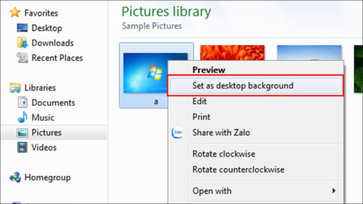 Cài đặt ảnh làm hình nền máy tính chất lượng cao