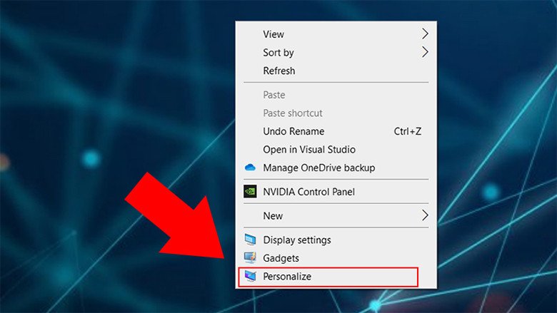 Cài đặt ảnh nền laptop Windows 10 qua menu Personalize