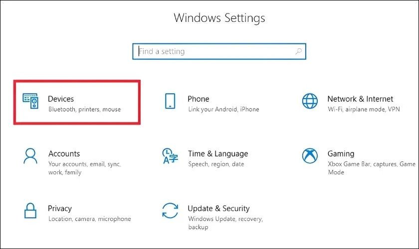 Cài đặt Bluetooth &amp; Devices để bật chuột cảm ứng laptop Lenovo