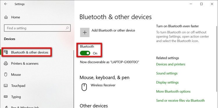 Cài đặt Bluetooth &amp; other devices trong Windows 10