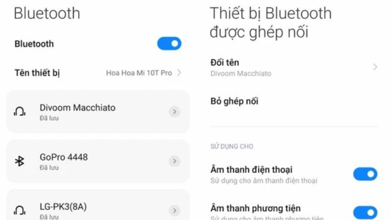 Cài đặt Bluetooth trên điện thoại để quên thiết bị