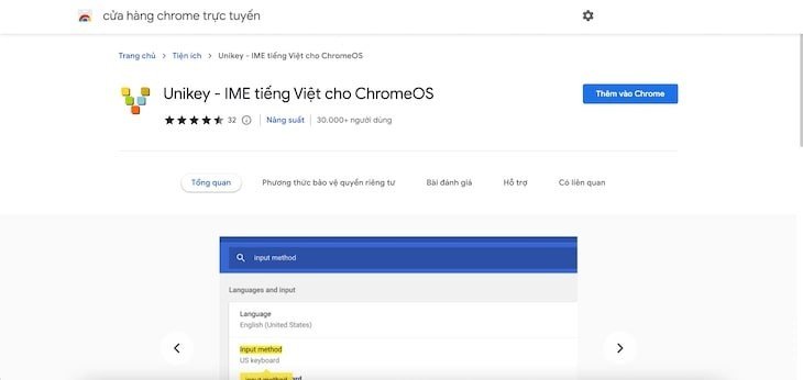 Cài đặt bộ gõ tiếng Việt Unikey dưới dạng tiện ích mở rộng trên Chrome OS
