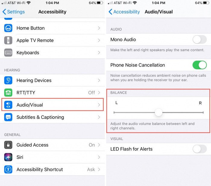 Cài đặt cân bằng âm thanh trên iPhone có thể gây lỗi tai nghe AirPod bị lỗi 1 bên