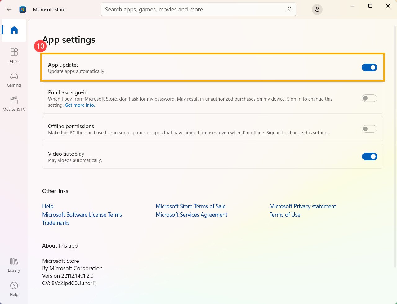 Cài đặt cập nhật ứng dụng tự động trên laptop ASUS