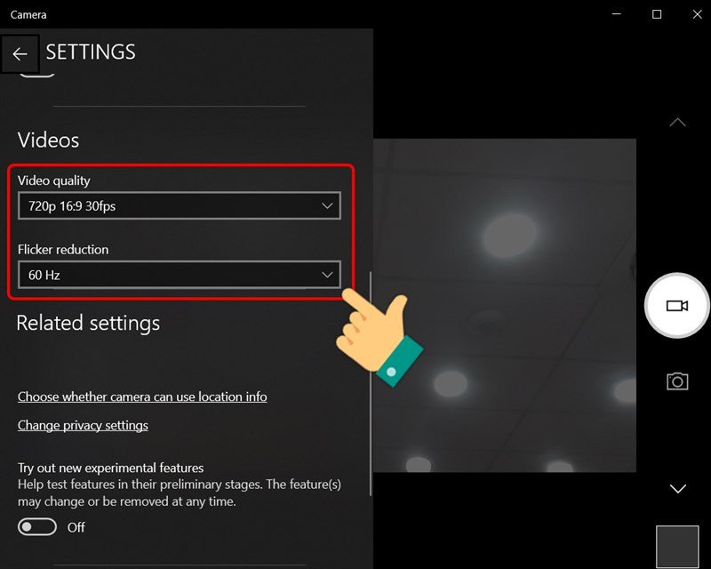 Cài đặt chất lượng video khi sử dụng camera laptop Win 10