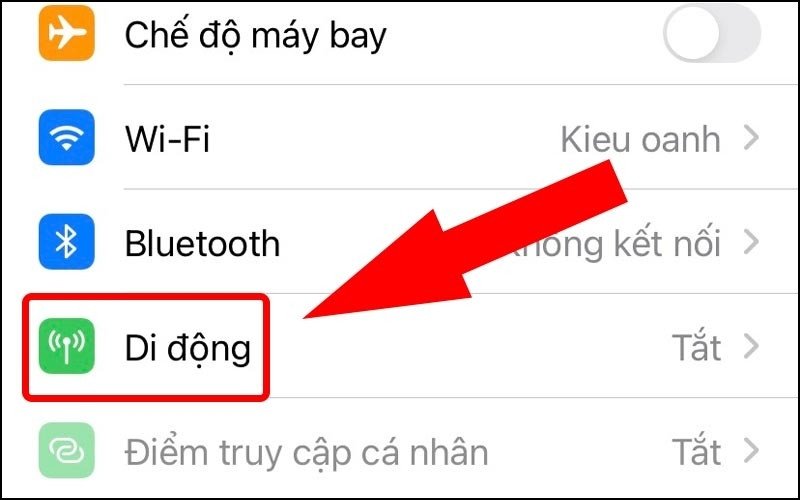 Cài đặt di động trên iPhone để phát wifi