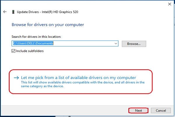 Cài đặt driver Wi-Fi thủ công bằng cách duyệt tìm trên máy tính
