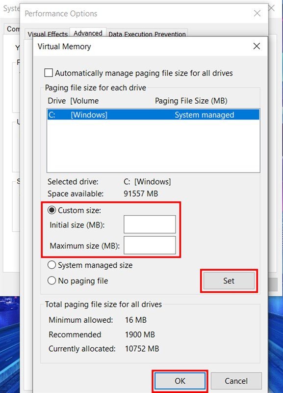 Cài đặt dung lượng RAM ảo tùy chỉnh cho laptop