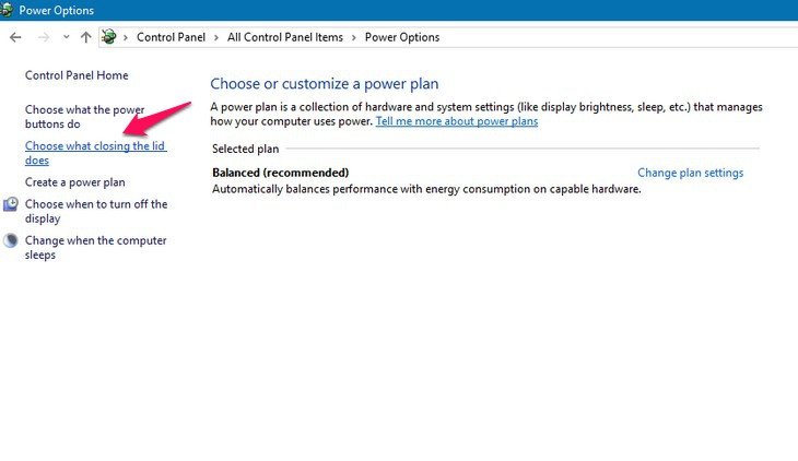 Cài đặt hệ thống Windows để chọn hành động khi gập màn hình laptop