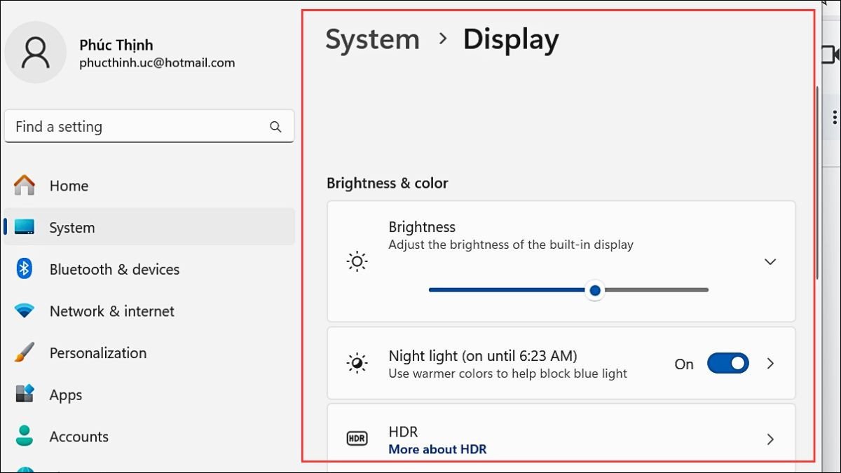 Cài đặt hiển thị hệ thống Windows cho kết nối màn hình không dây.