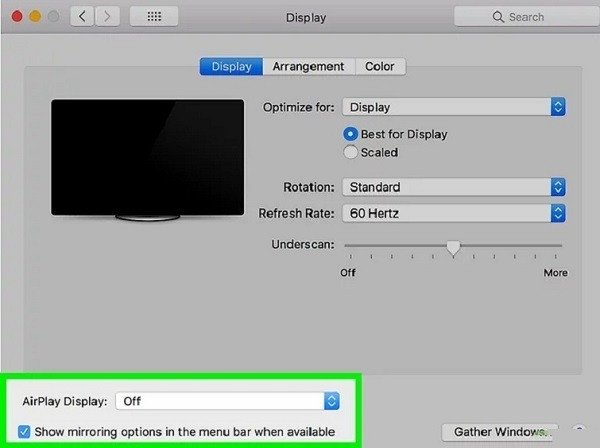 Cài đặt hiển thị màn hình rời trên MacOS