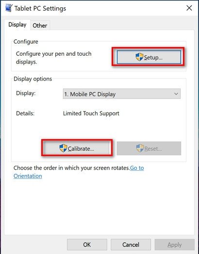Cài đặt hiệu chỉnh màn hình laptop không cảm ứng được Win 10