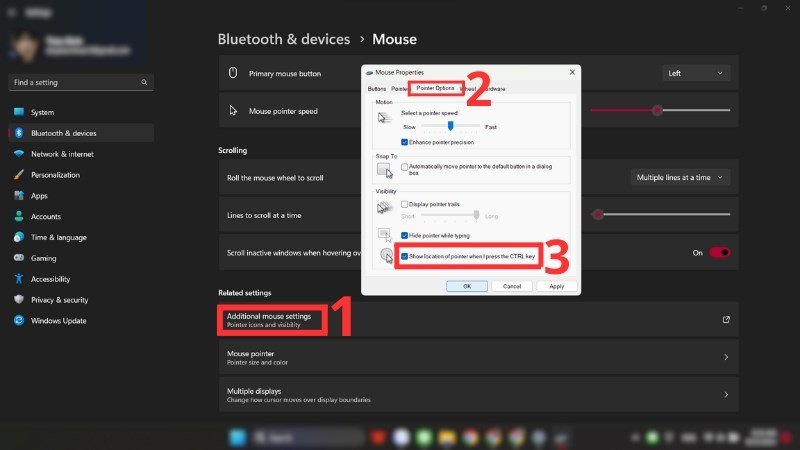Cài đặt lại con trỏ chuột trên laptop để hiển thị lại