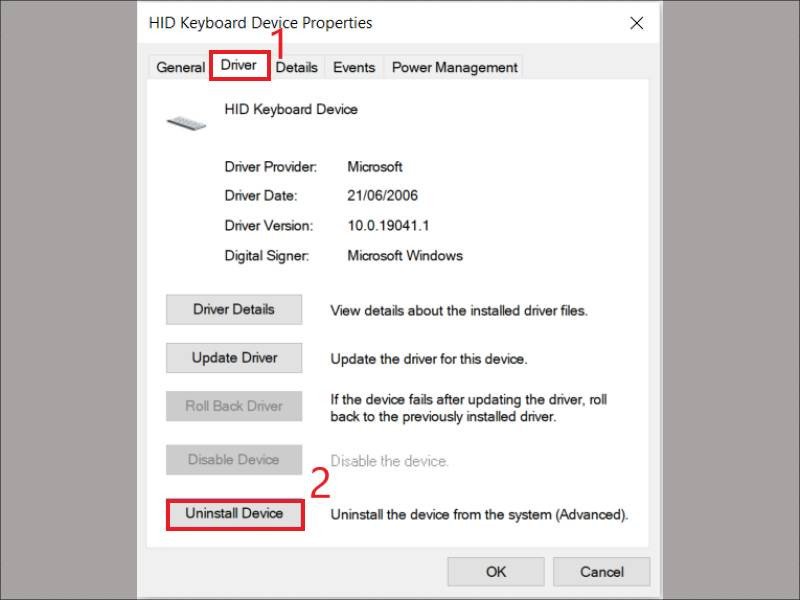 Cài đặt lại Driver bàn phím để khắc phục F4 khi cố định ô Excel