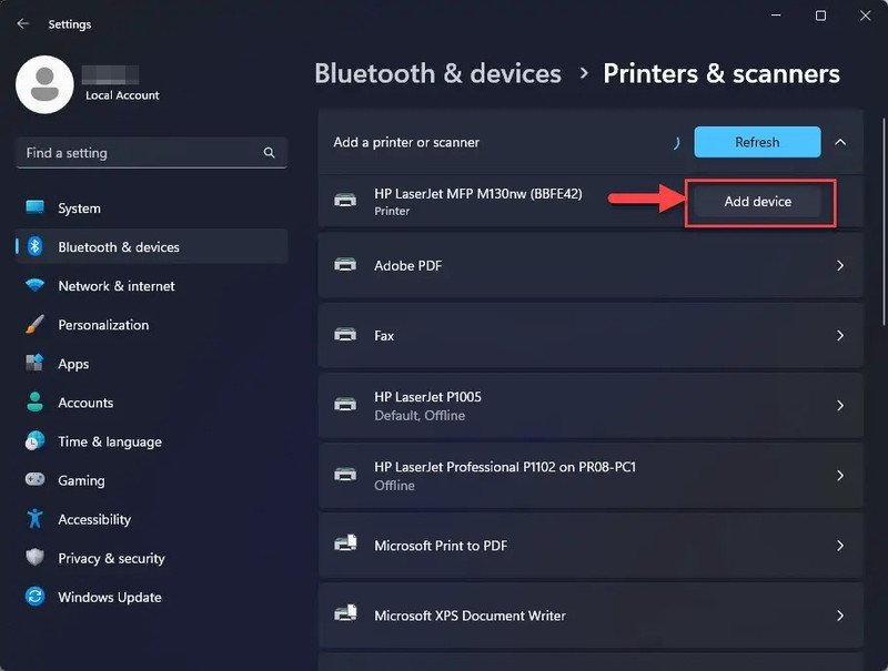 cài đặt máy in canon vào laptop qua bluetooth và thiết bị