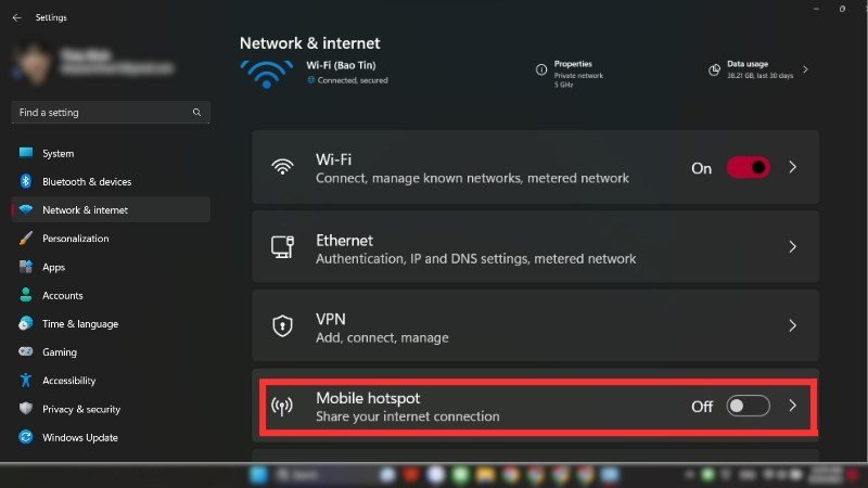 Cài đặt Mobile hotspot trên laptop để chia sẻ kết nối internet