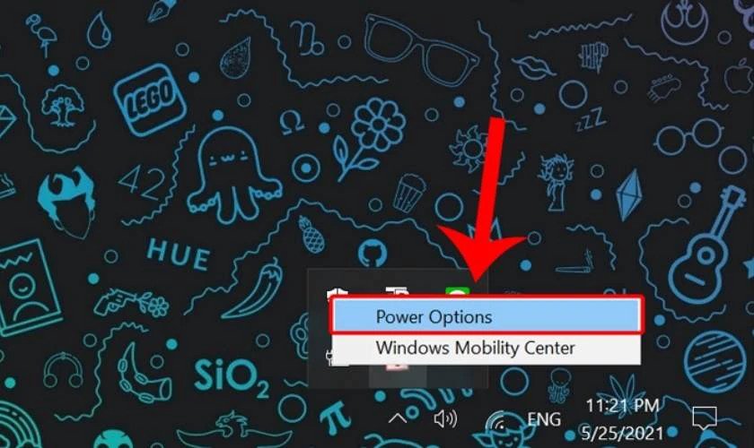 Cài đặt Power Option trên Windows, bước đầu tiên trong quy trình xả pin định kỳ để duy trì sức khỏe pin laptop và tránh tình trạng chai pin laptop do sạc không đúng cách.