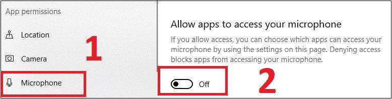 Cài đặt quyền riêng tư của micro