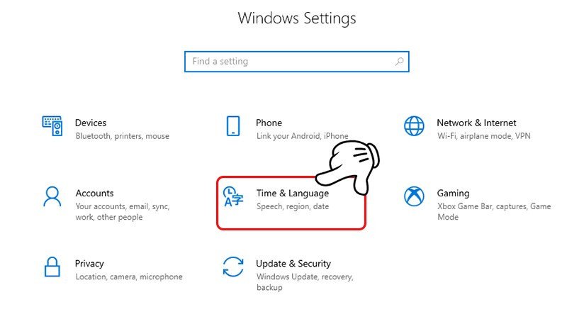 Cài đặt Thời gian &amp; Ngôn ngữ trên Windows 10 để thêm hỗ trợ gõ tiếng Việt có dấu trên laptop