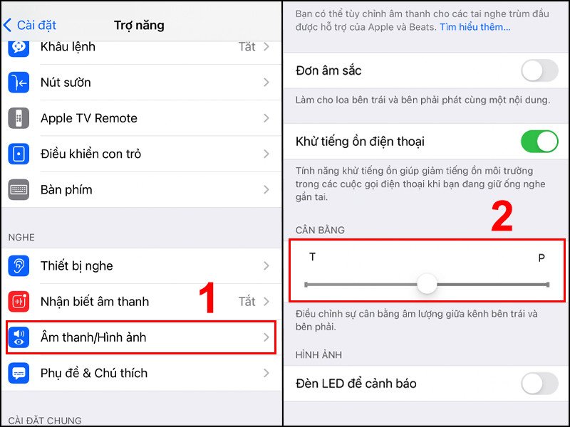 Cài đặt trợ năng âm thanh trên iPhone để điều chỉnh cân bằng loa khi tai nghe AirPods chỉ nghe được 1 bên