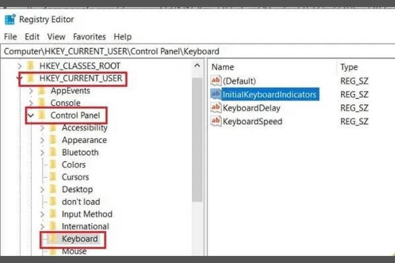 Cài đặt tự động bật Numlock trong Registry Editor