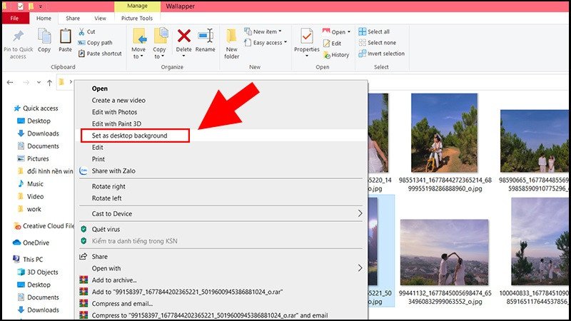 Cài hình nền trực tiếp từ ảnh cá nhân trên Windows 10