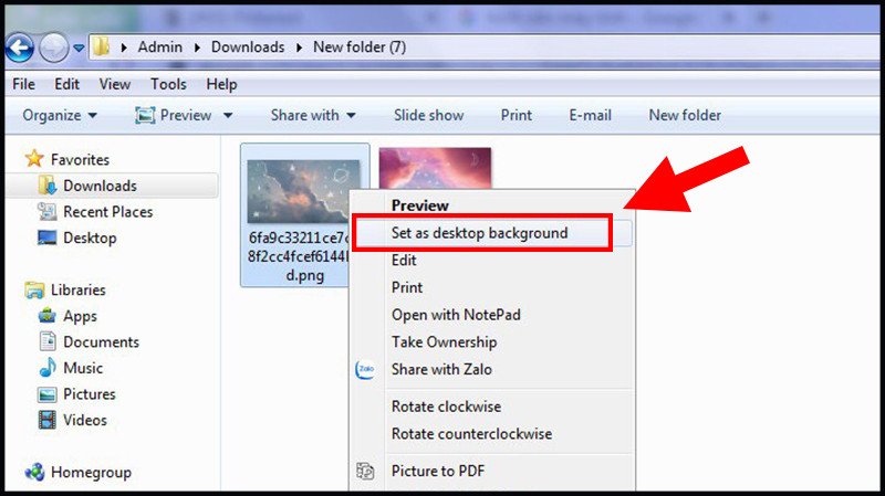 Cài hình nền trực tiếp từ ảnh cá nhân trên Windows 7