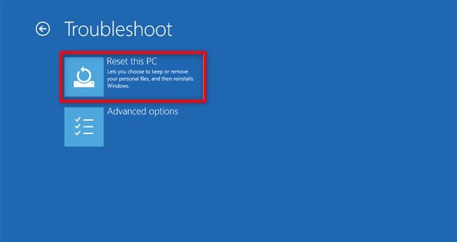 Cài lại Win 10 - Màn hình Troubleshoot