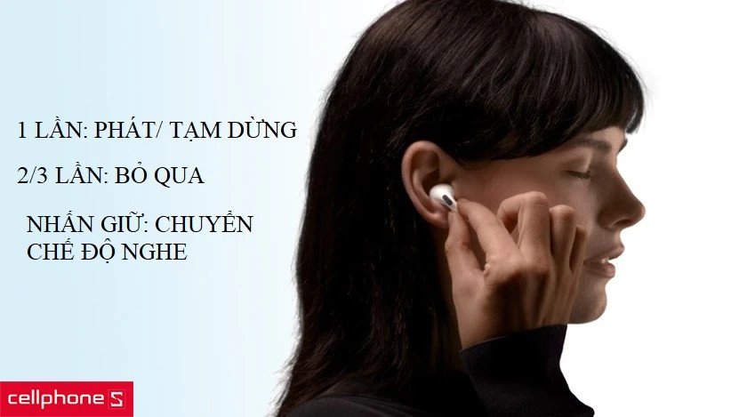 Cảm biến lực trên thân tai nghe AirPod Pro cho phép điều khiển dễ dàng