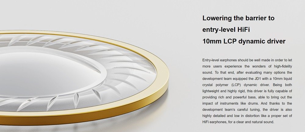 Cận cảnh driver 10mm LCP diaphragm của tai nghe Type-C FiiO JD1