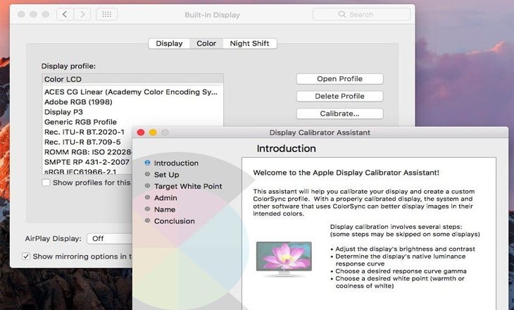 Căn chỉnh màu sắc màn hình laptop với Display Calibrator Assistant trên macOS