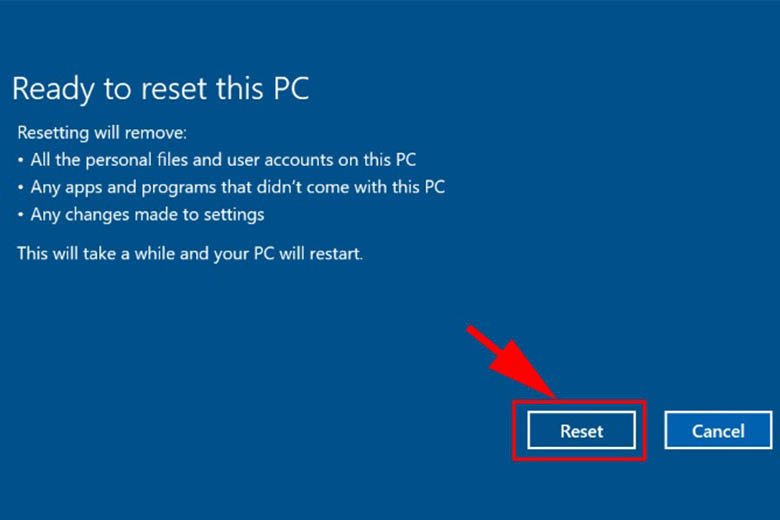 Cần sao lưu dữ liệu trước khi reset lại PC Asus