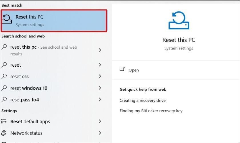 Cảnh báo khôi phục cài đặt gốc (Reset PC) có thể khắc phục màn hình laptop bị nhấp nháy