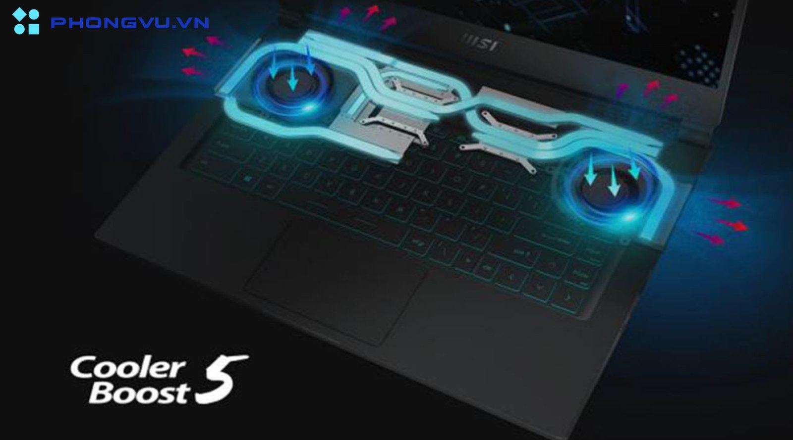 Cánh quạt và ống dẫn nhiệt của hệ thống tản nhiệt trên laptop gaming, giữ cho laptop chơi game tốt nhất hiện nay hoạt động ổn định.
