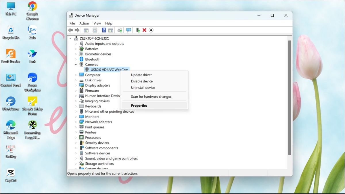 Cập nhật driver camera thông qua Device Manager trên Windows