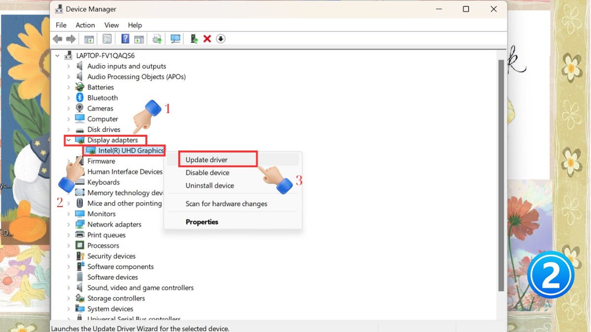 Cập nhật driver card màn hình qua Device Manager