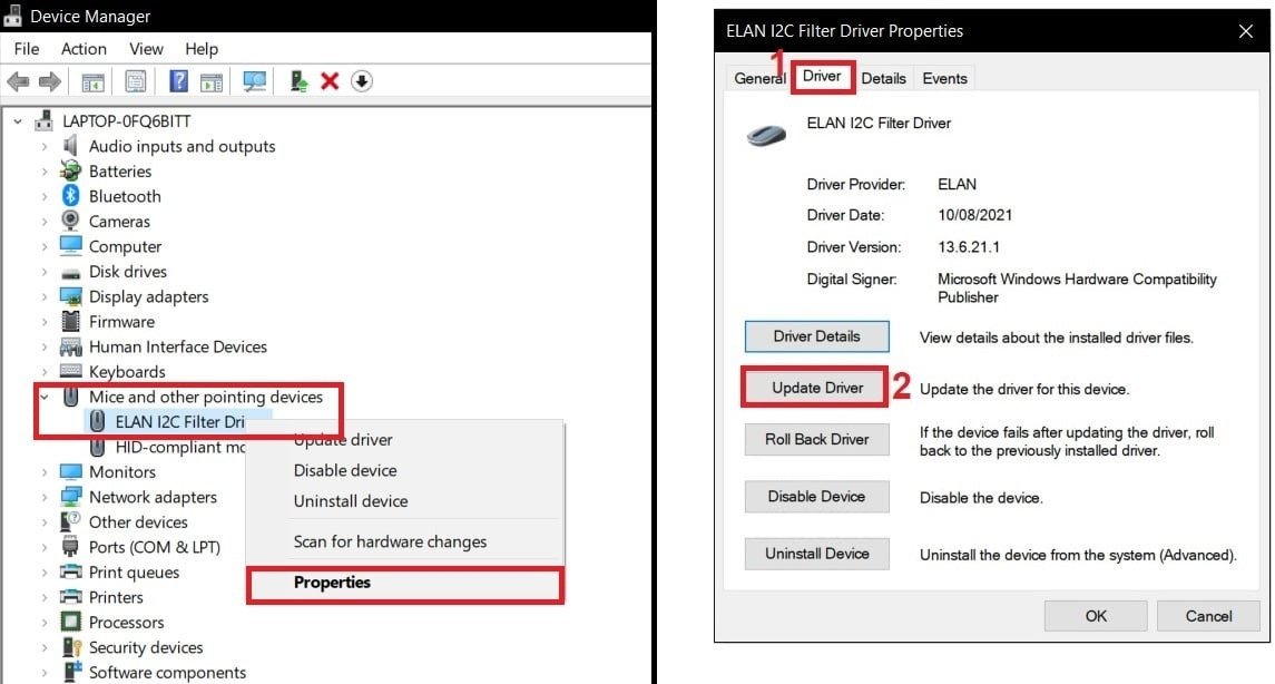 Cập nhật driver chuột cảm ứng HP
