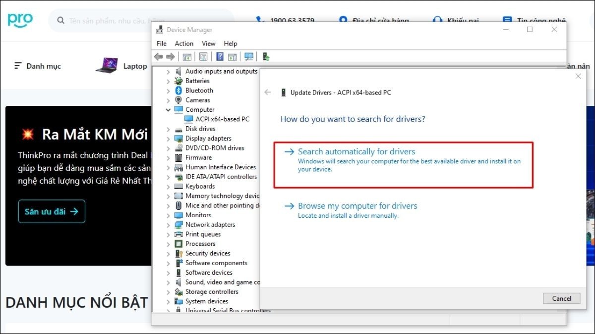 Cập nhật driver để khắc phục laptop bị tụt pin khi không sử dụng