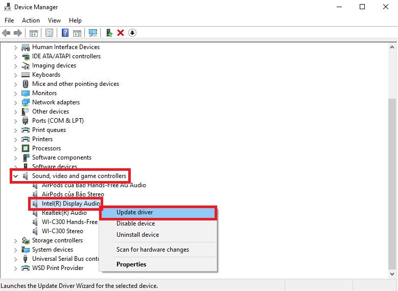 Cập nhật driver để sửa lỗi loa ngoài không hoạt động trên laptop