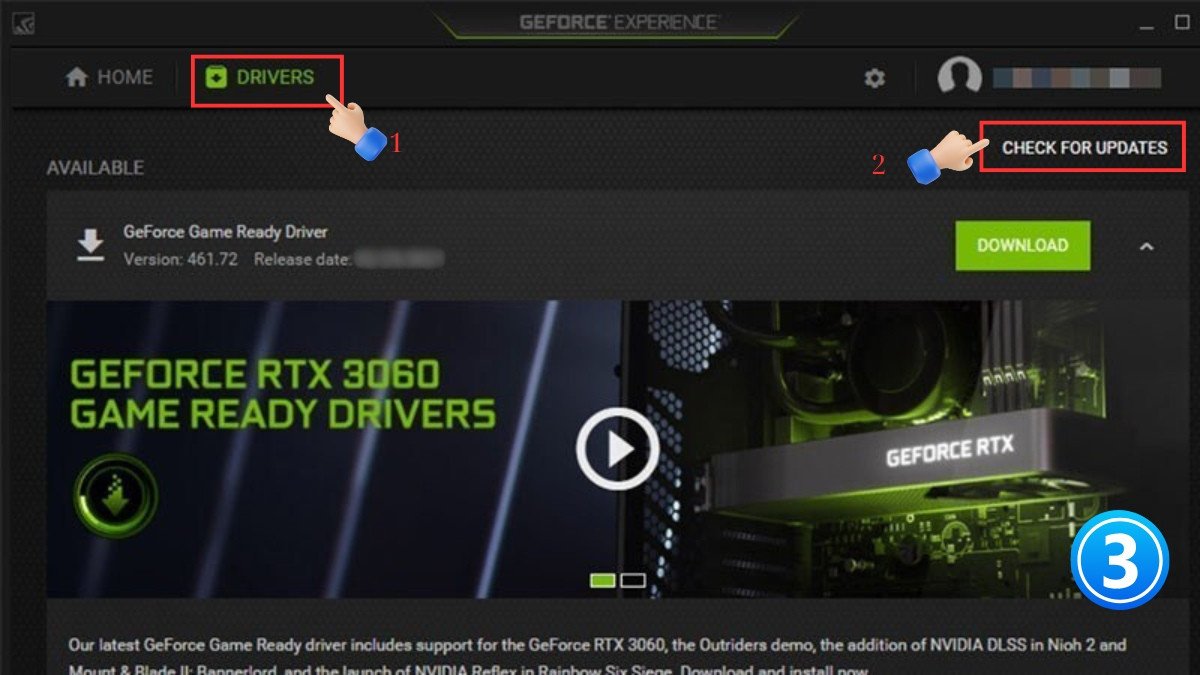 Cập nhật driver NVIDIA lên phiên bản mới nhất trong GeForce Experience