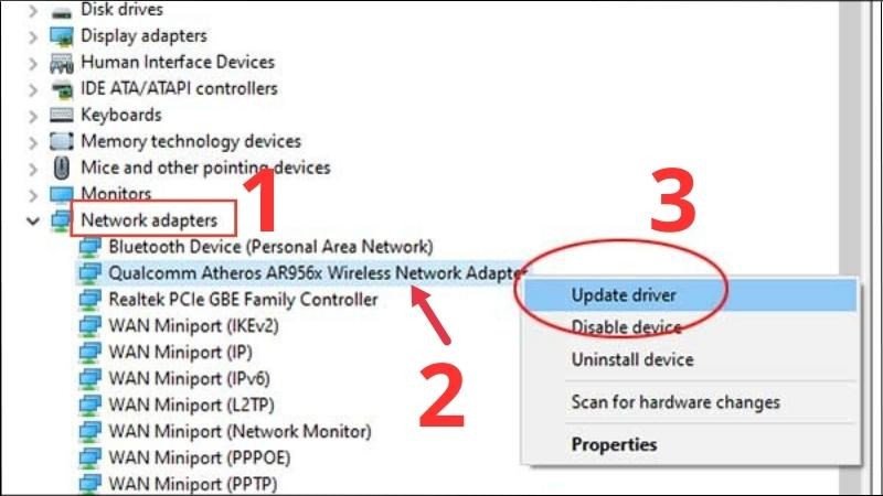 Cập nhật Driver WiFi trong Device Manager