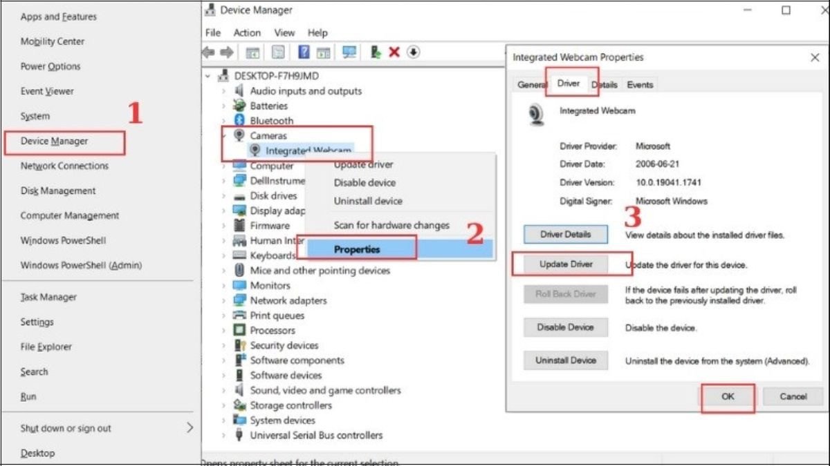 Cập nhật trình điều khiển để điều chỉnh camera laptop