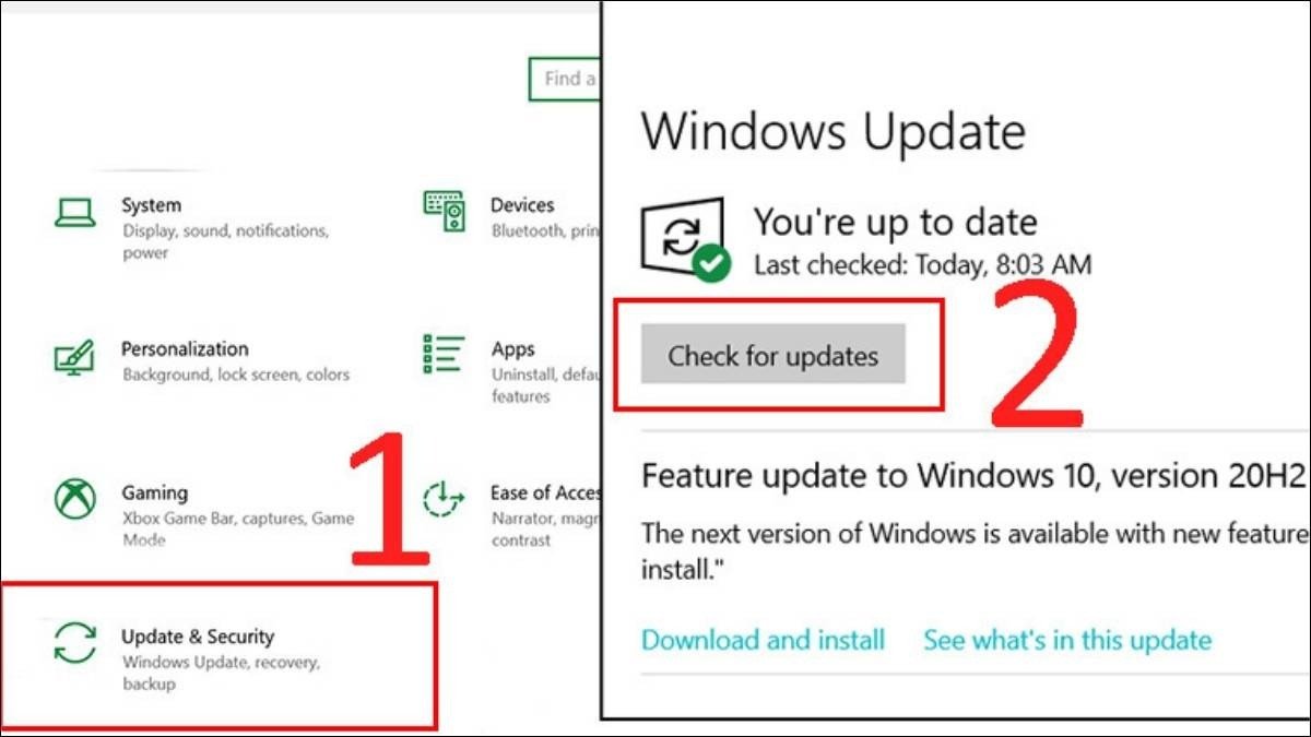 Cập nhật Windows để khắc phục lỗi pin