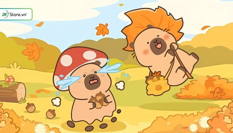 Capybara đáng yêu làm hình nền laptop