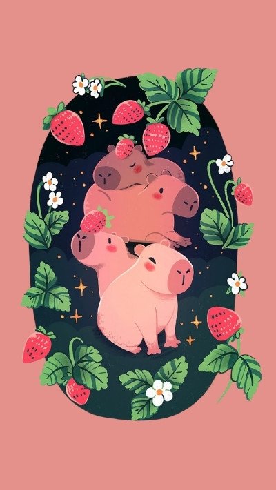 Capybara hồng dễ thương làm hình nền laptop