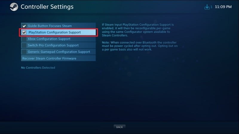 Cấu hình hỗ trợ tay cầm PlayStation trên Steam