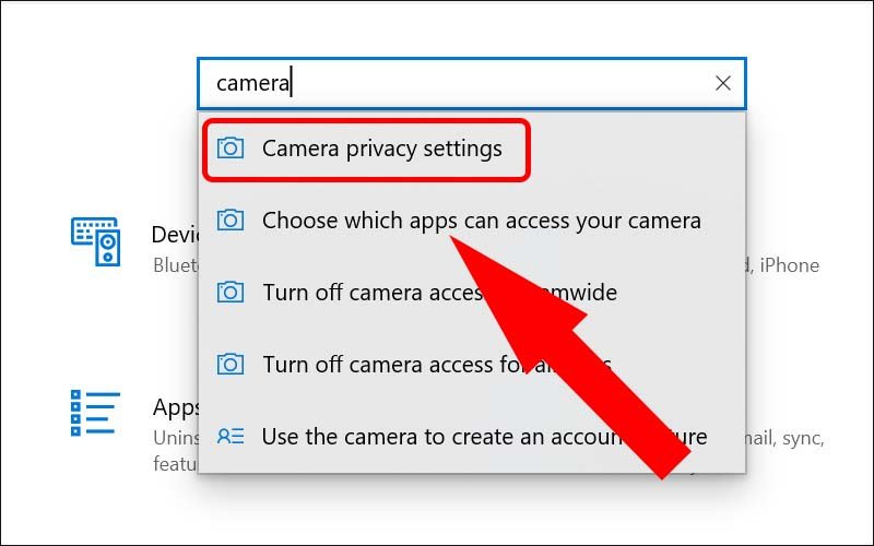 Chá»n Camera Privacy settings 