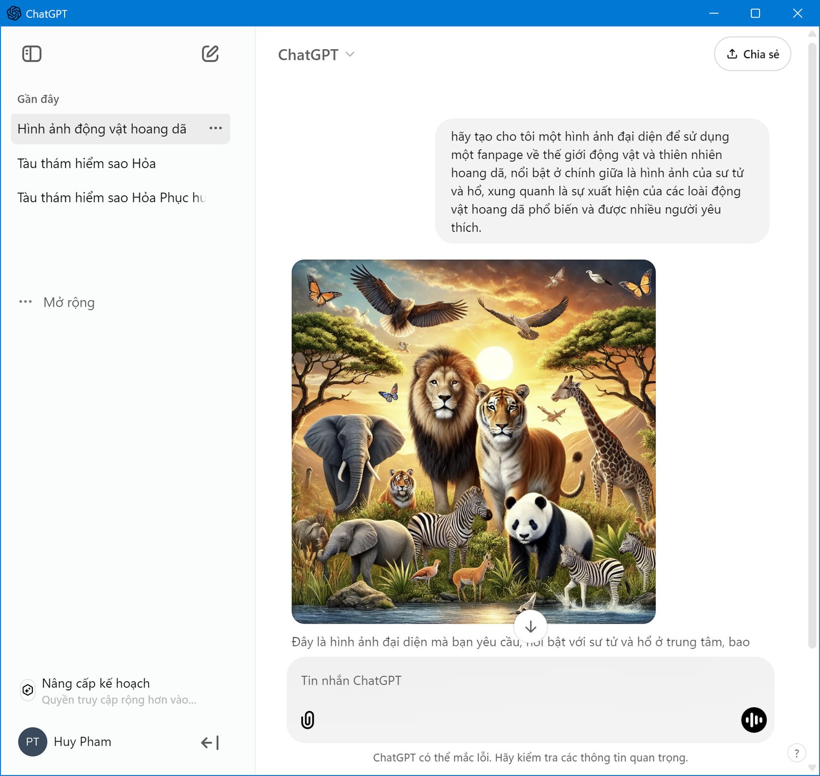ChatGPT tạo ảnh theo mô tả người dùng